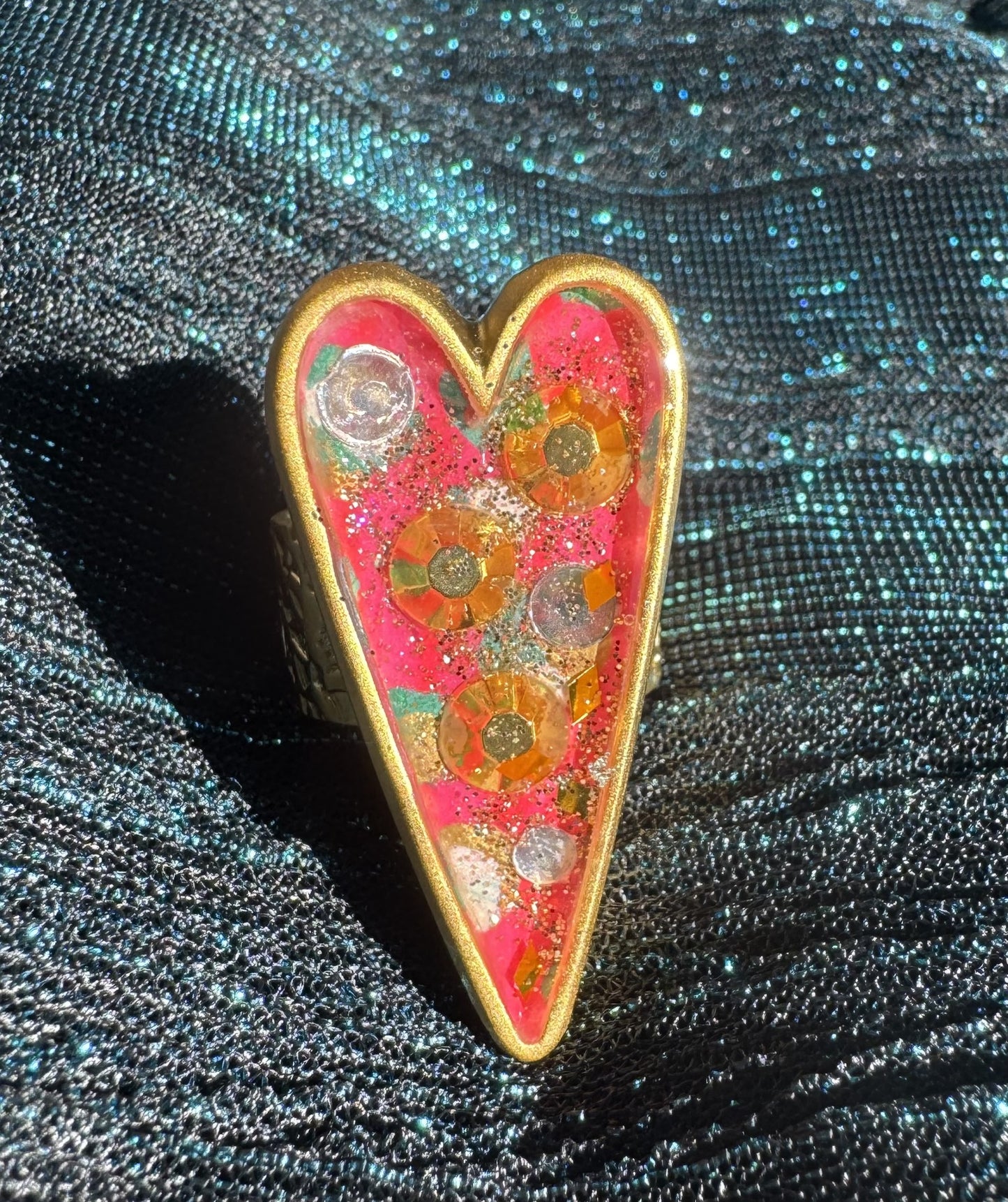 Pink Leopard Heart Ring