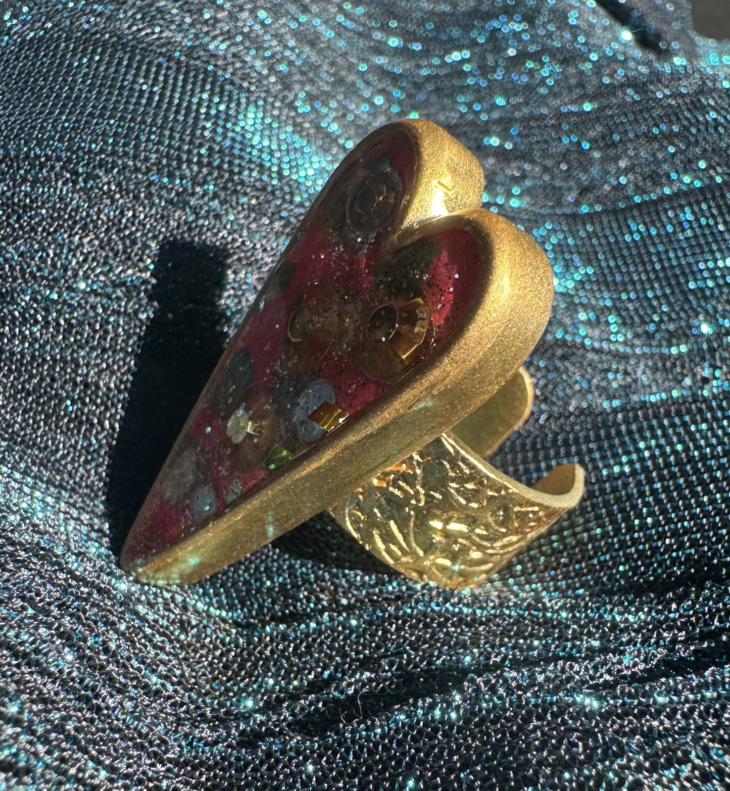 Pink Leopard Heart Ring