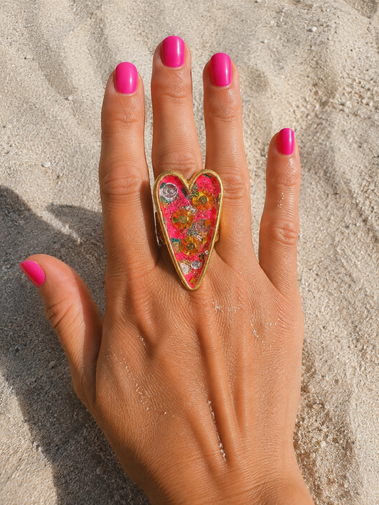 Pink Leopard Heart Ring
